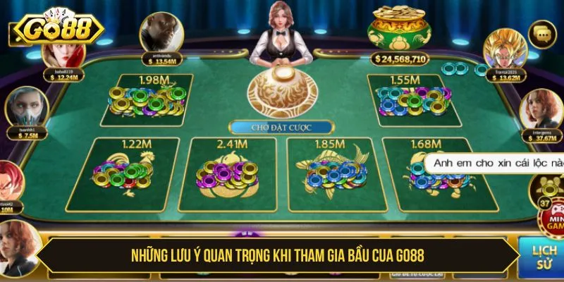 Những lưu ý quan trọng khi tham gia bầu cua GO88